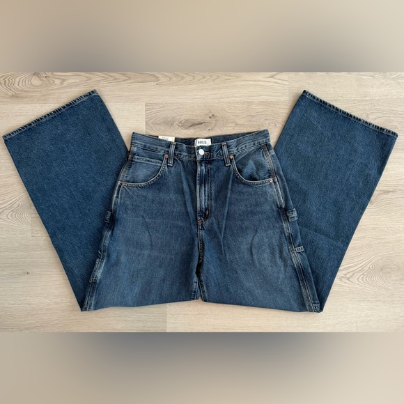 NWT AGOLDE Magda Denim Carpenter Darkness High Waist Loose fit 27 Organic Denim - Picture 6 of 13